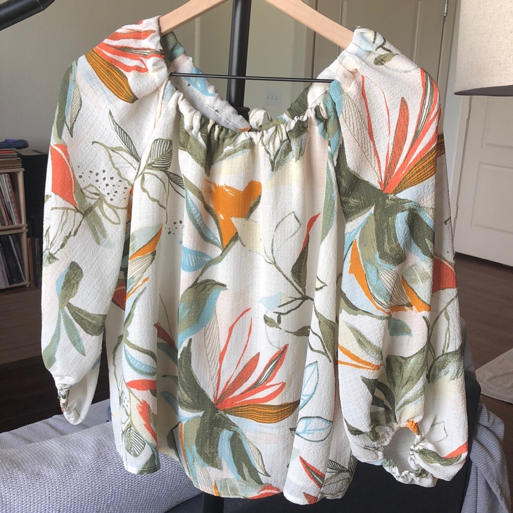 *A New Day* Tropical Print Blouse (size S)